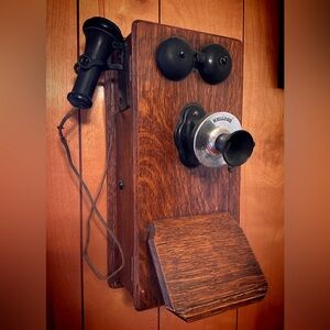Vintage Kellogg Wooden Wall Telephone